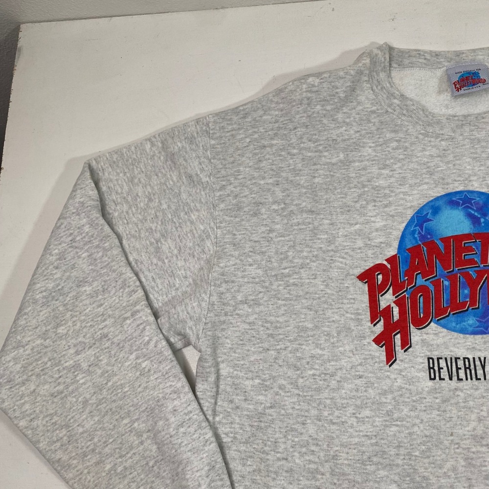 Vintage Planet Hollywood Beverly Hills Sweatshirt Gray XL Made in USA 90s Crew - Picture 2 of 16